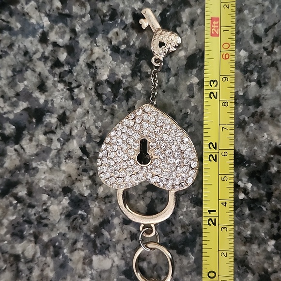 Heart Lock and Key Gold Tone Chain Pendant Necklace - Picture 16 of 16